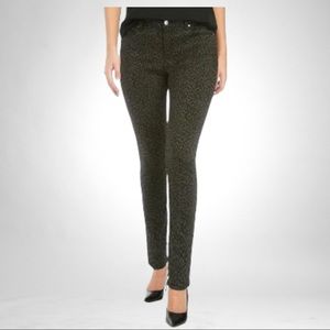The Limited Women's Leopard Pattern Mid Rise Skinny Denim Jeans